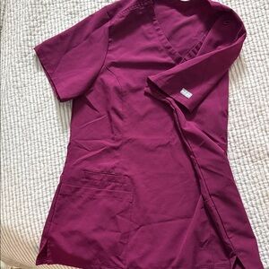 Momentum by Maeve Burgundy V-Neck Scrub Top